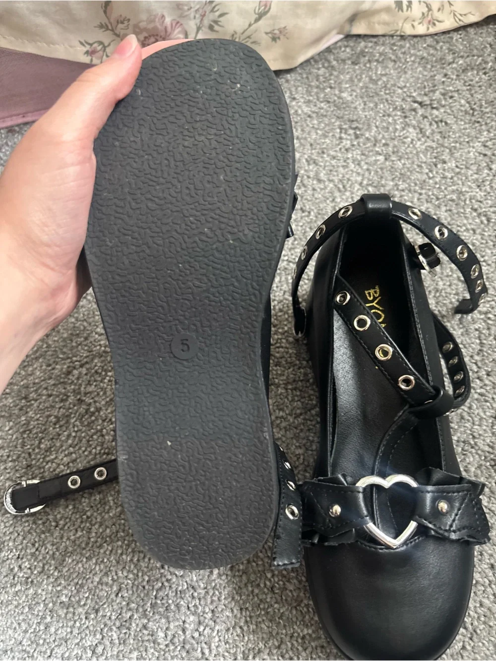Black Bat Wing and Heart Mary Jane Platforms